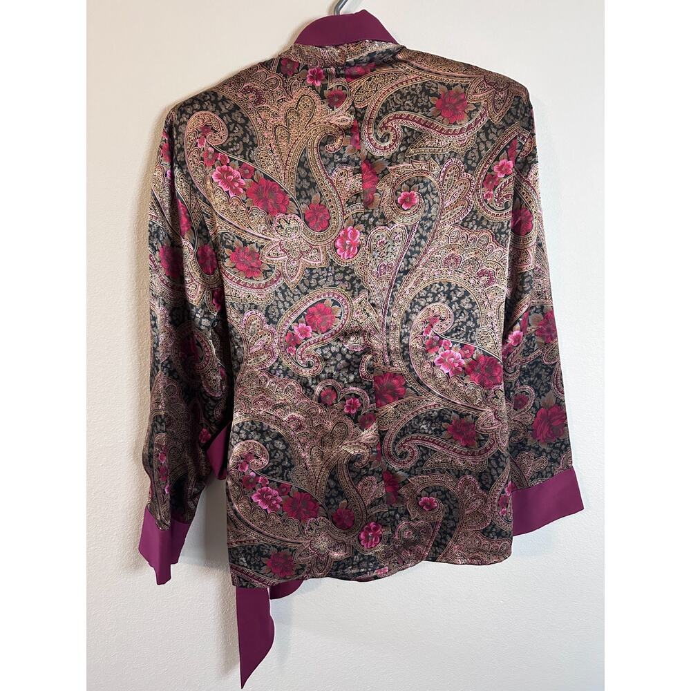Vintage Small Victoria’s Secret Gold Label Pajama Set Satin Paisley Red Gold - Picture 6 of 10